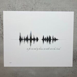 NEW As For Me Soundwave Wall Art Print 8x10in Black White Christian Scripture